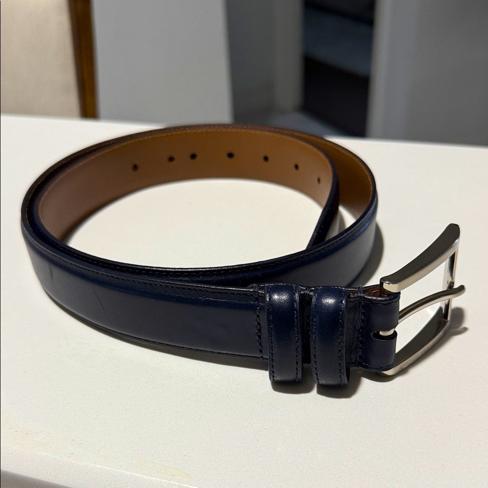 Allen Edmonds Men's Navy Leather Belt